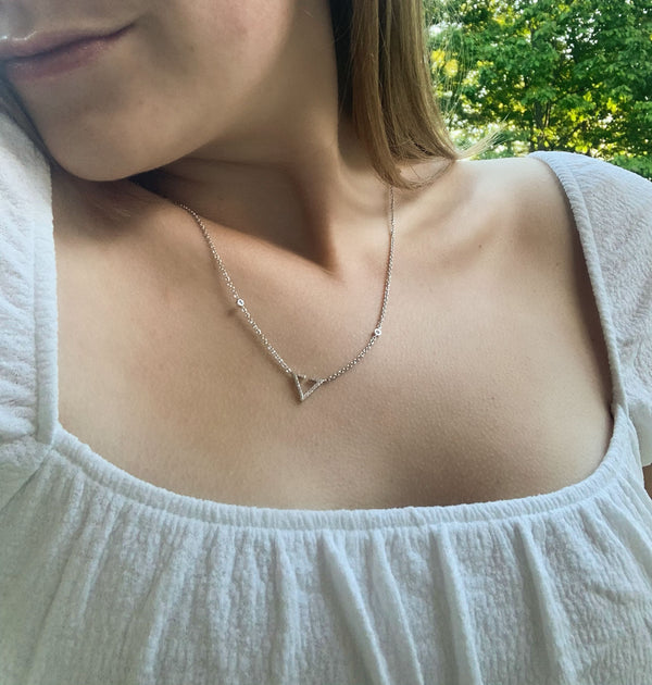 LuvMyJewelry Skyline Triangle Diamond Necklace In Sterling Silver