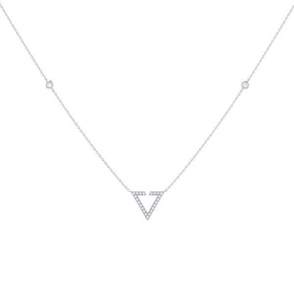 LuvMyJewelry Skyline Triangle Diamond Necklace In Sterling Silver