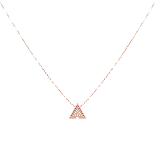 LuvMyJewelry Skyscraper Triangle Diamond Necklace In 14K Rose Gold Vermeil On Sterling Silver
