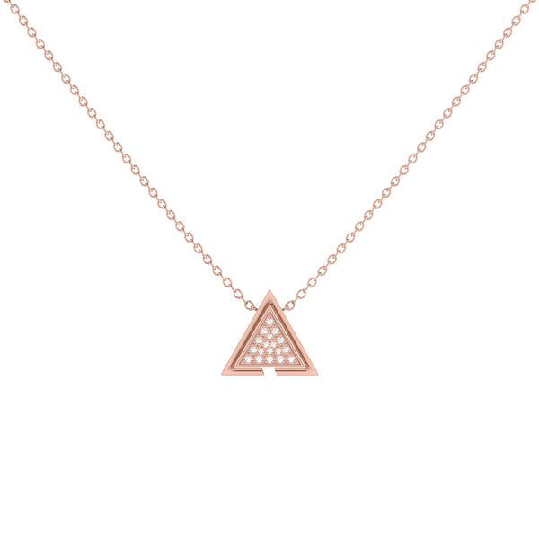 LuvMyJewelry Skyscraper Triangle Diamond Necklace in 14K Rose Gold Vermeil on Sterling Silver