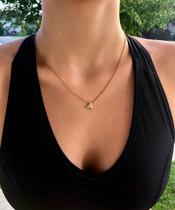 LuvMyJewelry Skyscraper Triangle Diamond Necklace In 14K Yellow Gold Vermeil On Sterling Silver