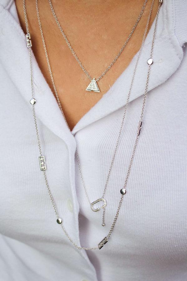 LuvMyJewelry Skyscraper Triangle Diamond Necklace In Sterling Silver