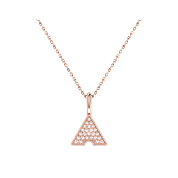 LuvMyJewelry Skyscraper Triangle Diamond Pendant in 14K Rose Gold Vermeil on Sterling Silver