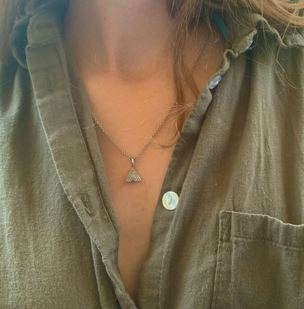 LuvMyJewelry Skyscraper Triangle Diamond Pendant In Sterling Silver