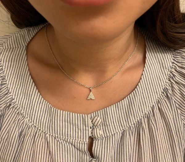 LuvMyJewelry Skyscraper Triangle Diamond Pendant In Sterling Silver