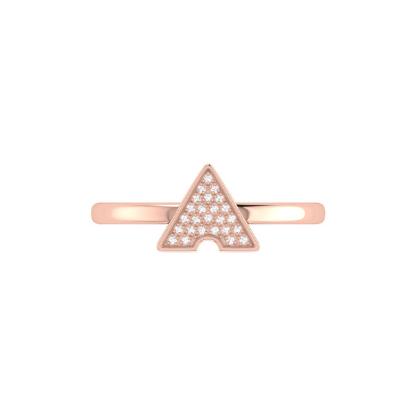 LuvMyJewelry Skyscraper Triangle Diamond Ring In 14K Rose Gold Vermeil On Sterling Silver
