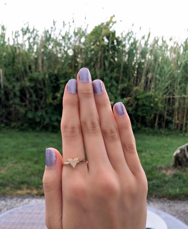 LuvMyJewelry Skyscraper Triangle Diamond Ring In 14K Yellow Gold Vermeil On Sterling Silver