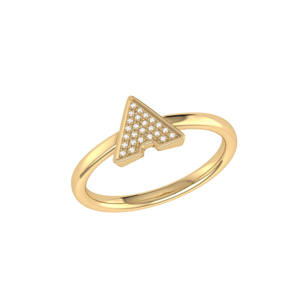 LuvMyJewelry Skyscraper Triangle Diamond Ring in 14K Yellow Gold Vermeil on Sterling Silver