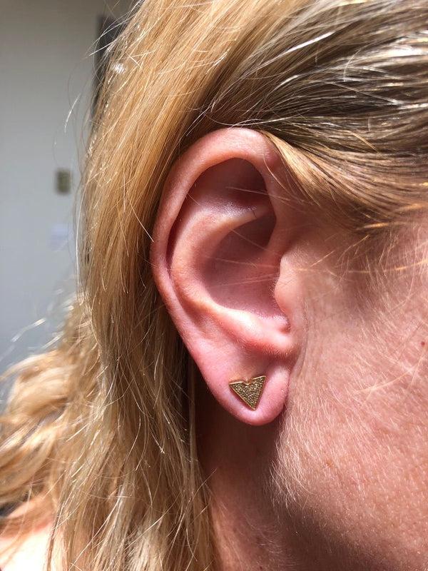 LuvMyJewelry Skyscraper Triangle Diamond Stud Earrings In 14K Yellow Gold Vermeil On Sterling Silver