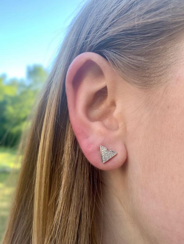 LuvMyJewelry Skyscraper Triangle Diamond Stud Earrings In Sterling Silver