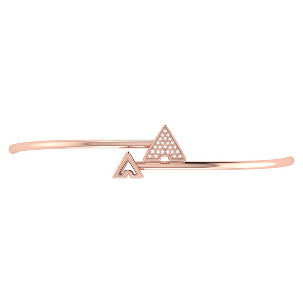 LuvMyJewelry Skyscraper Triangle Roof Adjustable Diamond Bangle In 14K Rose Gold Vermeil On Sterling Silver