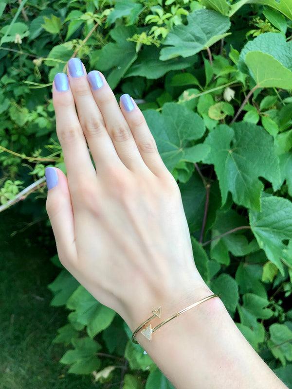 LuvMyJewelry Skyscraper Triangle Roof Adjustable Diamond Bangle In 14K Yellow Gold Vermeil On Sterling Silver