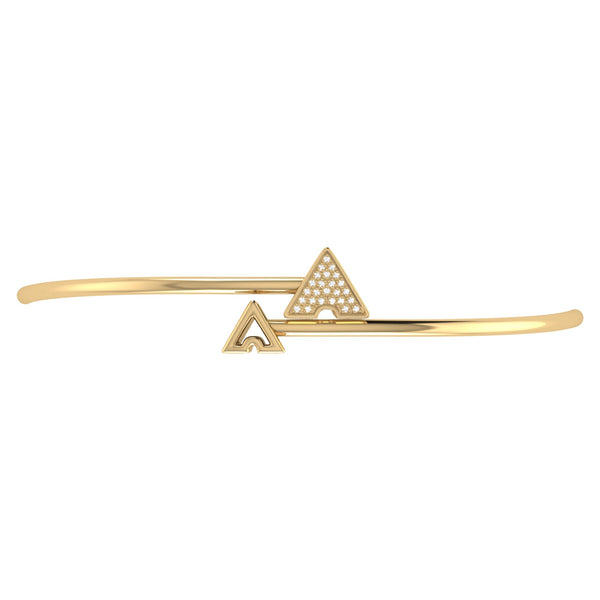 LuvMyJewelry Skyscraper Triangle Roof Adjustable Diamond Bangle In 14K Yellow Gold Vermeil On Sterling Silver