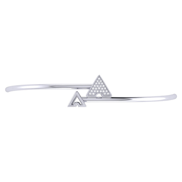 LuvMyJewelry Skyscraper Triangle Roof Adjustable Diamond Bangle In Sterling Silver