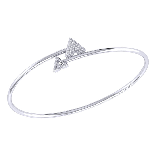 LuvMyJewelry Skyscraper Triangle Roof Adjustable Diamond Bangle in Sterling Silver