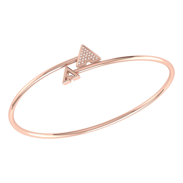 LuvMyJewelry Skyscraper Triangle Roof Adjustable Diamond Bangle in 14K Rose Gold Vermeil on Sterling Silver