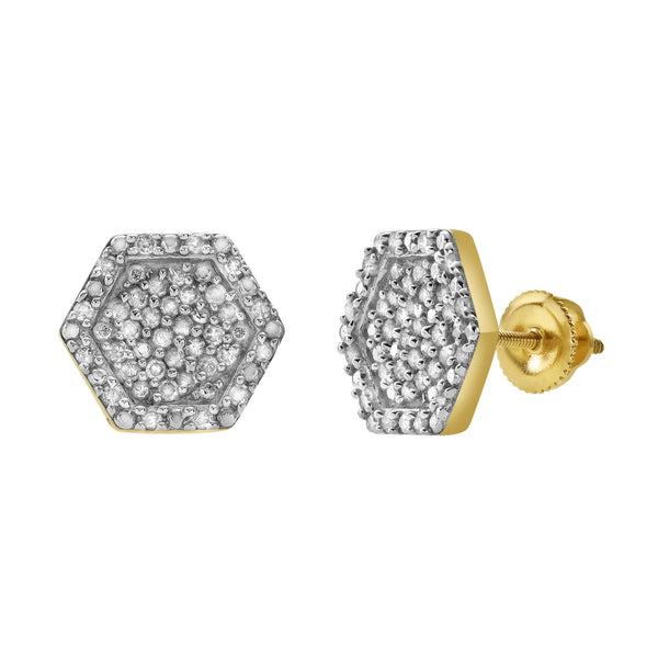 LuvMyJewelry Slates Diamond 0.35 ct. tw.10K Yellow Gold Earrings