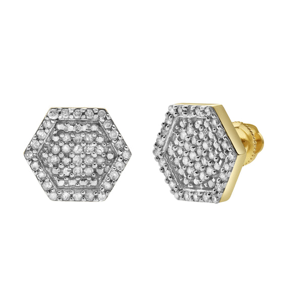 LuvMyJewelry Slates Prime Diamond 0.49 ct. tw.10K Yellow Gold Earrings