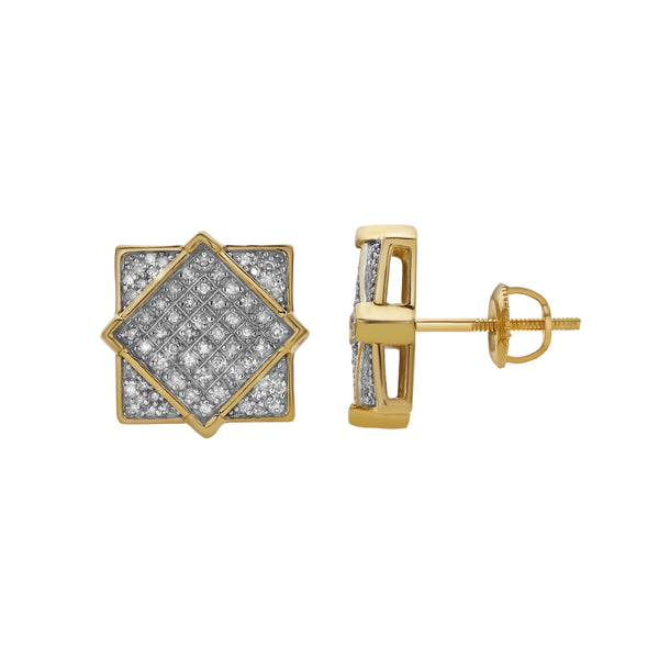 LuvMyJewelry Sobremesa 10K Yellow Gold Diamond Unisex Earrings - 0.34 Cts