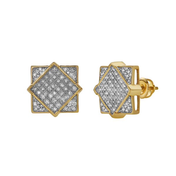 LuvMyJewelry Sobremesa 10K Yellow Gold Diamond Unisex Earrings - 0.34 Cts