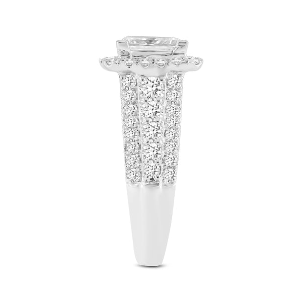 LuvMyJewelry Sofia 14K White Gold Princess Cut Lab Grown Diamond Halo Engagement Ring - 3.35 Ct