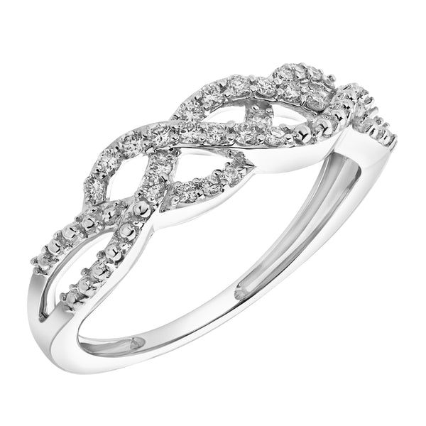 LuvMyJewelry Solace 14K White Gold Round Diamond Studded Infinity Ring - 0.21cts