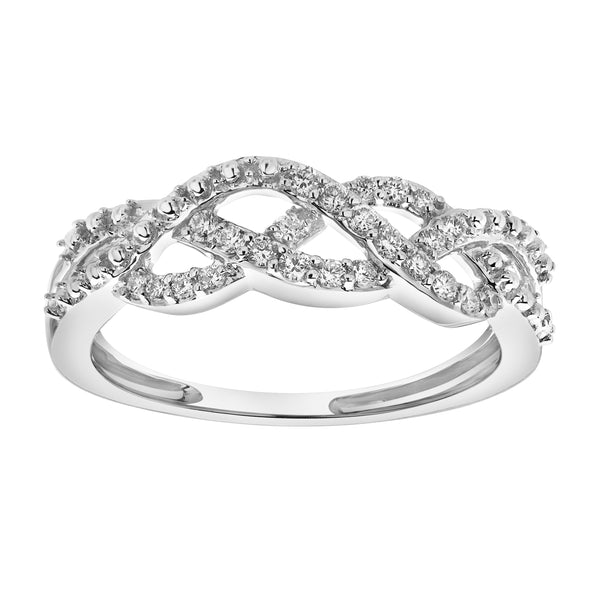 LuvMyJewelry Solace 14K White Gold Round Diamond Studded Infinity Ring - 0.21cts