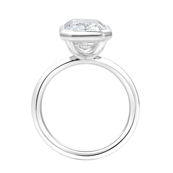 LuvMyJewelry Solaire 14K White Gold Emerald Cut Lab Grown Diamond Bezel Solitaire Engagement Ring – 5 Cts