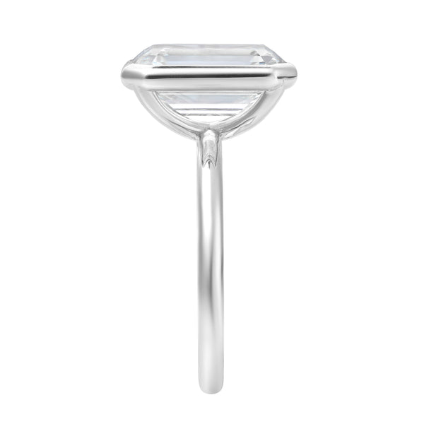 LuvMyJewelry Solaire 14K White Gold Emerald Cut Lab Grown Diamond Bezel Solitaire Engagement Ring – 5 Cts