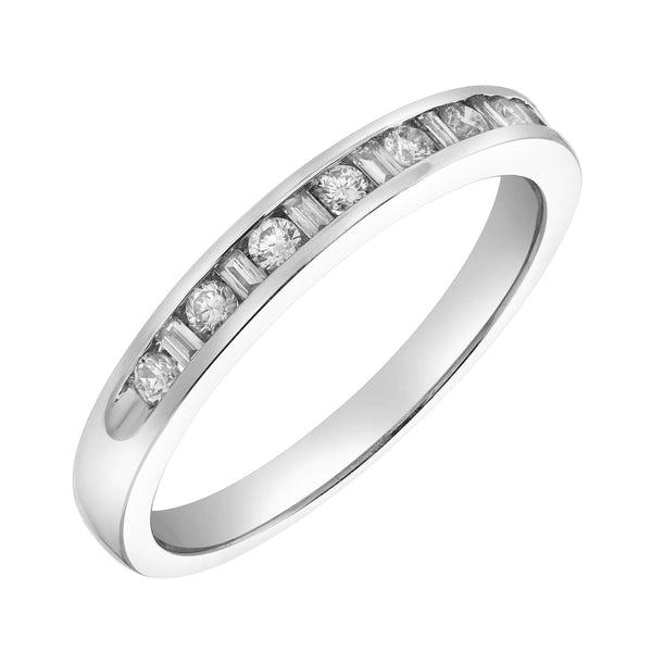 LuvMyJewelry Solara 14K White Gold Round Diamond Studded Stackable Band Ring - 0.26cts