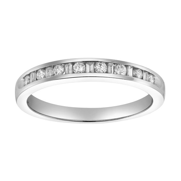 LuvMyJewelry Solara 14K White Gold Round Diamond Studded Stackable Band Ring - 0.26cts
