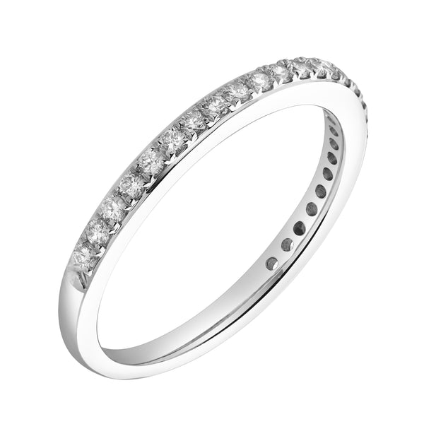 LuvMyJewelry Solas 14K White Gold Round Diamond Studded Eternity Ring - 0.31cts