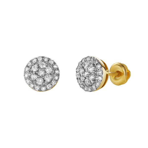 LuvMyJewelry Solave 10K Yellow Gold Cluster Diamond Unisex Earrings - 0.39 Cts
