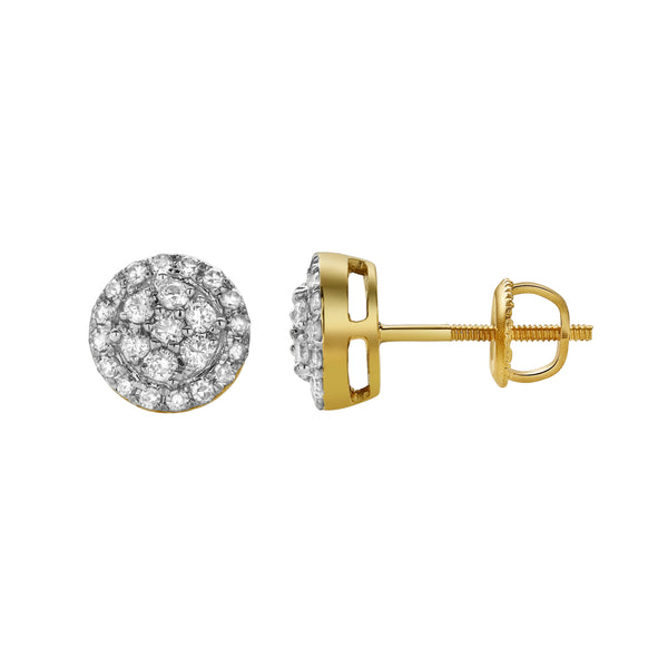 LuvMyJewelry Solave 10K Yellow Gold Cluster Diamond Unisex Earrings - 0.39 Cts