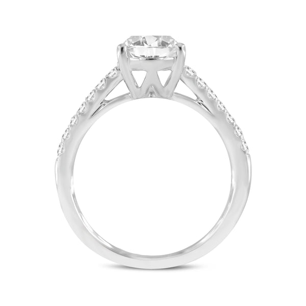 LuvMyJewelry Solce 14K White Gold Oval Lab Grown Diamond Engagement Ring - 2.2 Ct