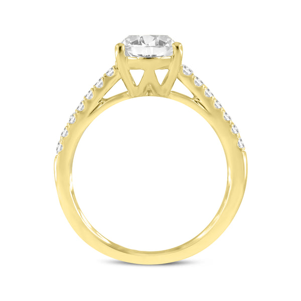LuvMyJewelry Solce 14K Yellow Gold Oval Lab Grown Diamond Engagement Ring - 2.2 Ct