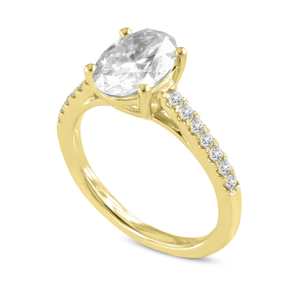 LuvMyJewelry Solce 14K Yellow Gold Oval Lab Grown Diamond Engagement Ring - 2.2 Ct