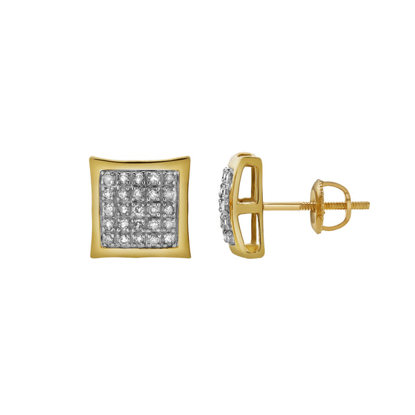 LuvMyJewelry Solene 10K Yellow Gold Diamond Unisex Earrings - 0.19 Cts