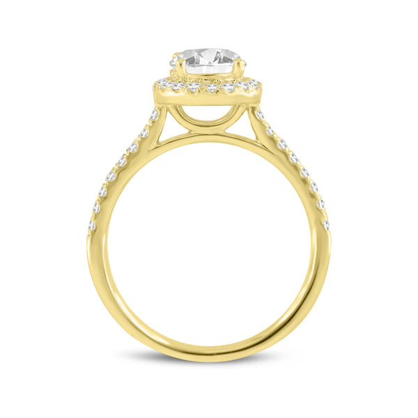 LuvMyJewelry Solstice 14K Yellow Gold Round Cut Lab Grown Round Diamond Halo Engagement Ring - 1.3 Ct