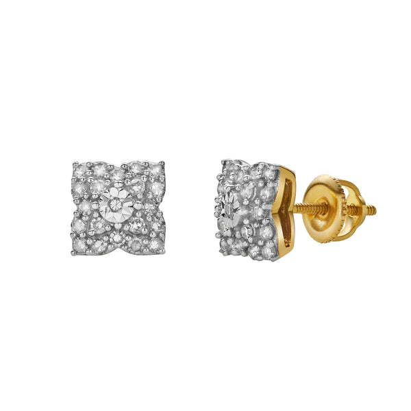 LuvMyJewelry Sombra 10K Yellow Gold Diamond Unisex Earrings - 0.26 Cts