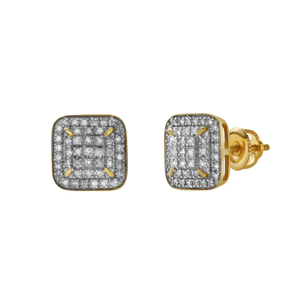 LuvMyJewelry Sonhar 10K Yellow Gold Diamond Unisex Earrings - 0.32 Cts