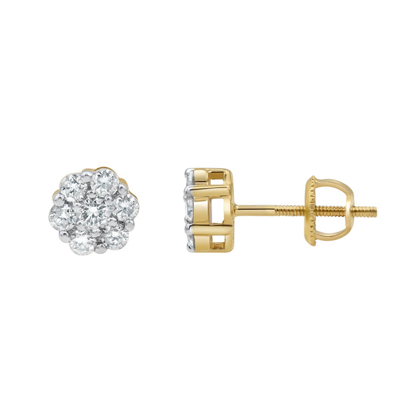 LuvMyJewelry Sophisticated Cluster Stud 14K Yellow Gold Diamond Earrings 0.39 Ct. Tw