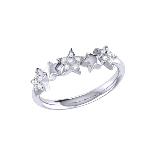 LuvMyJewelry Sparkling Starry Lane Diamond Ring in 14K White Gold