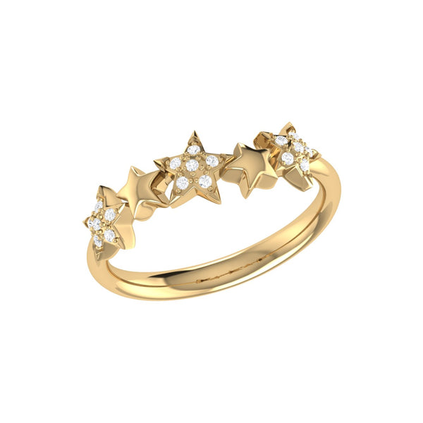 LuvMyJewelry Sparkling Starry Lane Diamond Ring in 14K Yellow Gold