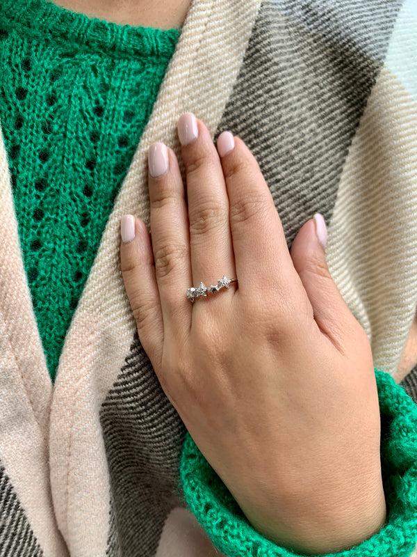 LuvMyJewelry Sparkling Starry Lane Diamond Ring In Sterling Silver