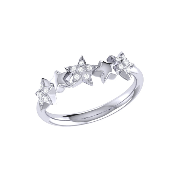 LuvMyJewelry Sparkling Starry Lane Diamond Ring in Sterling Silver