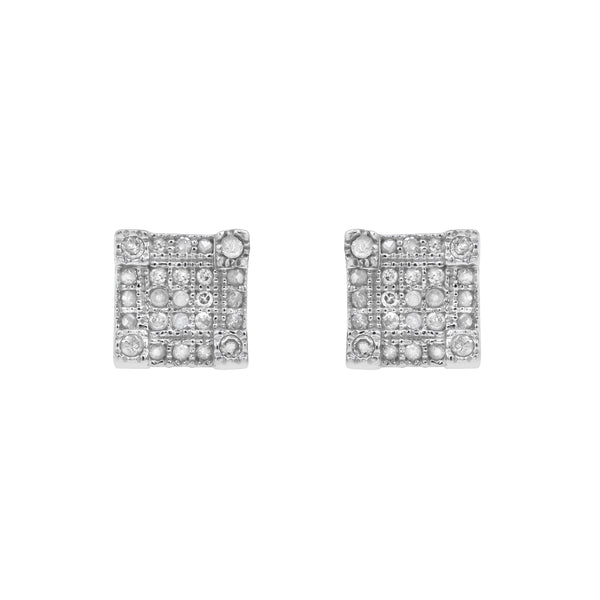 LuvMyJewelry Square Stud 10K Yellow Gold Diamond Earrings 0.25 Ct. Tw