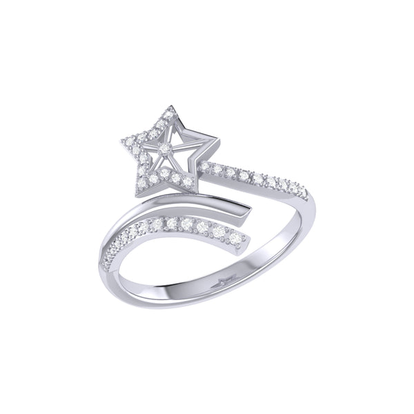 LuvMyJewelry Star Spangled Night Diamond Ring in Sterling Silver