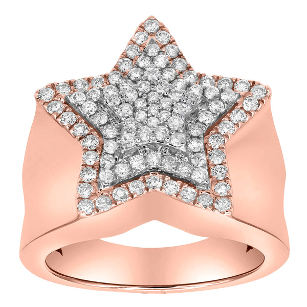 LuvMyJewelry Star Studded Bling 14K Rose Gold 3 Layered Star Ring - 1.88 Ct