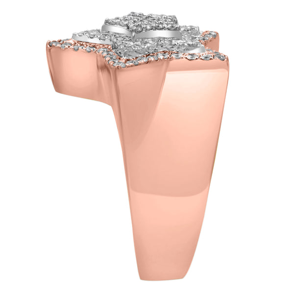 LuvMyJewelry Star Studded Bling 14K Rose Gold 3 Layered Star Ring - 2.93 Ct